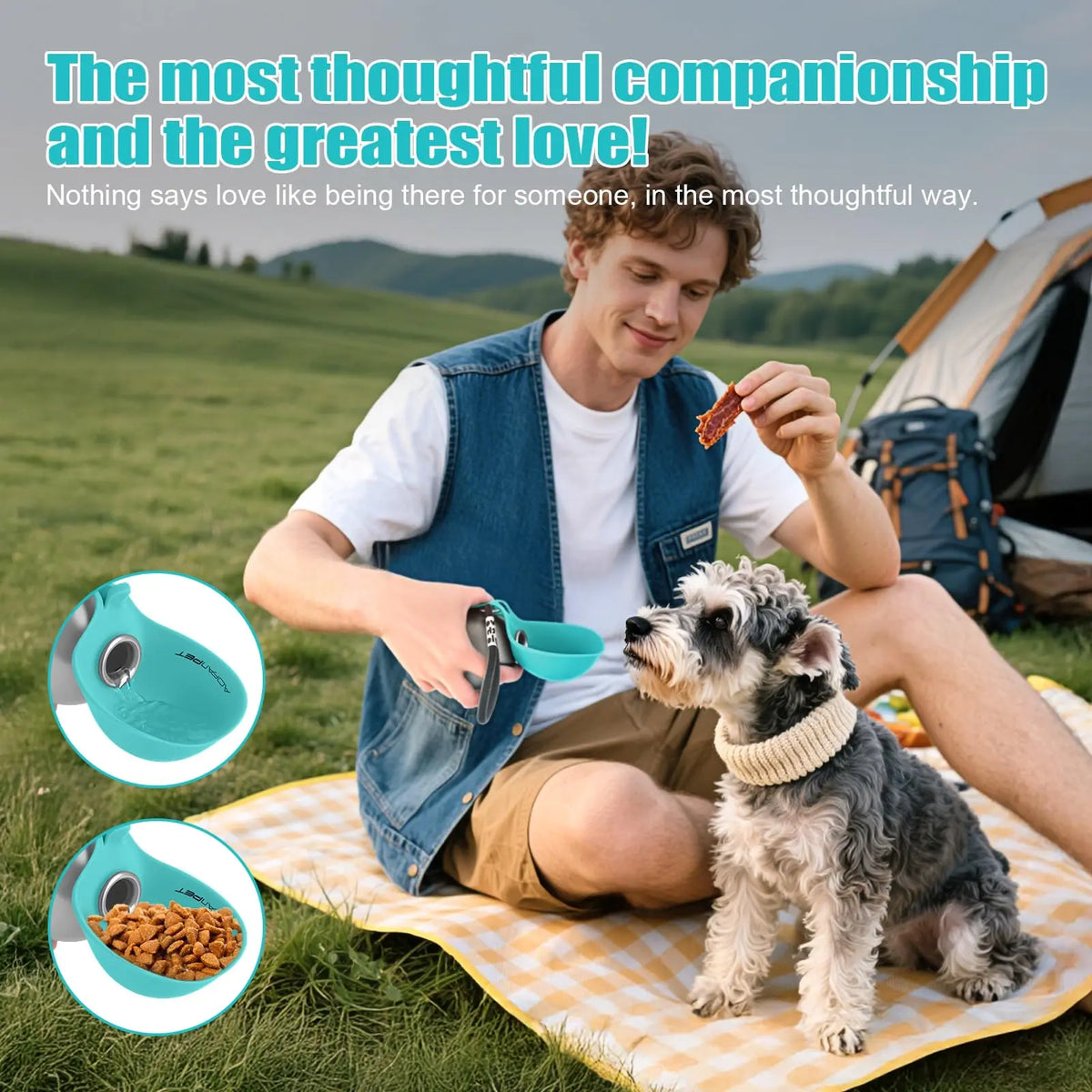 Lumikata 2-in-1 Portable Dog Water Bottle - 10 oz Stainless Steel with Silicone Foldable Bowl, Leak-Proof Design for Small Dogs, Ideal for Walking and Feeding